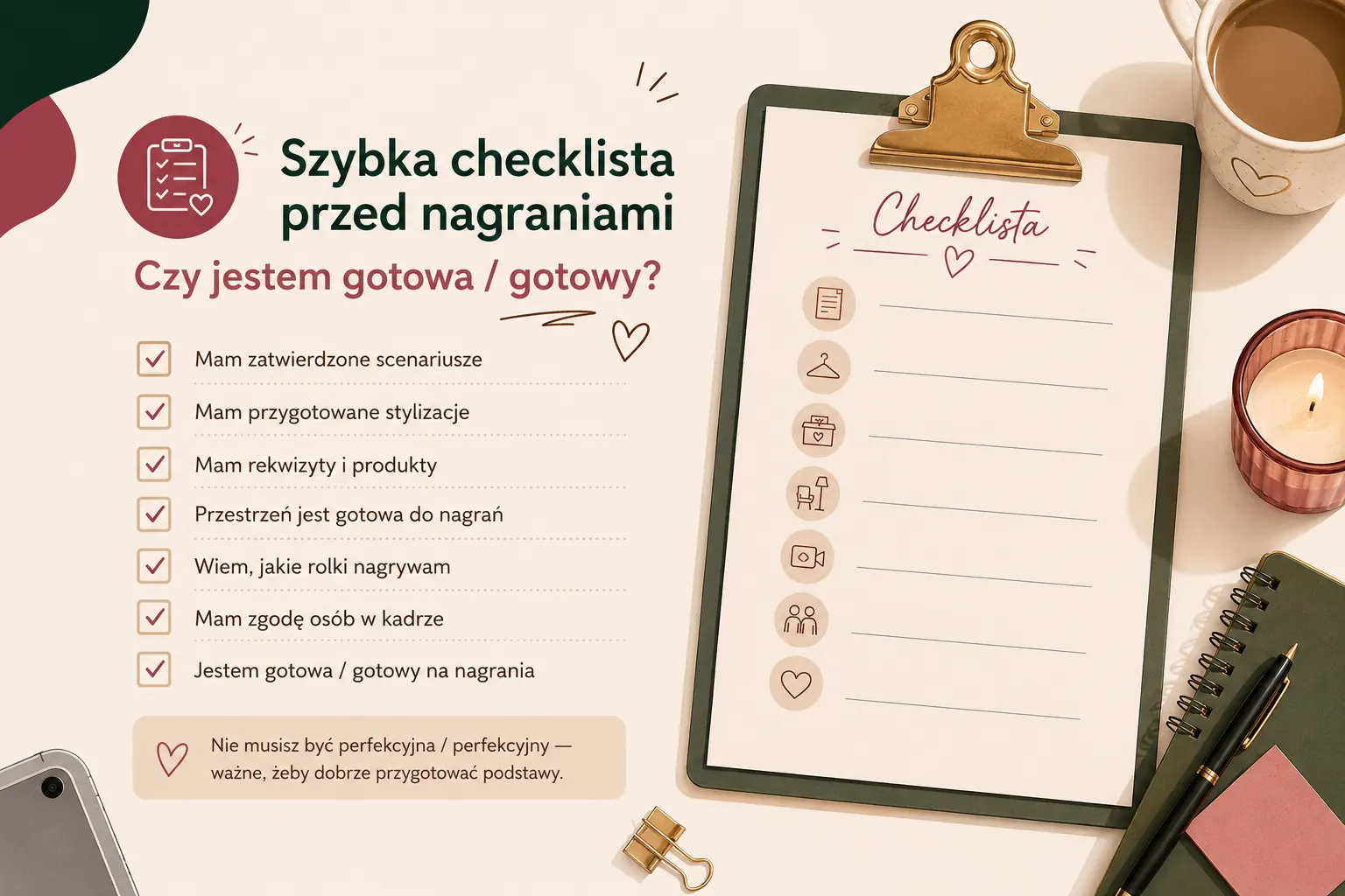 Przygotowanie do dnia nagrywkowego — krok 2